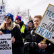 Minneapolis, MN, USA - March 8, 2022: Teachers strike for smaller class sizes, more counselors and higher wages.